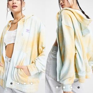 Adidas Originals Full Zip Up Splatter Print Oversized Hoodie Sweatshirt